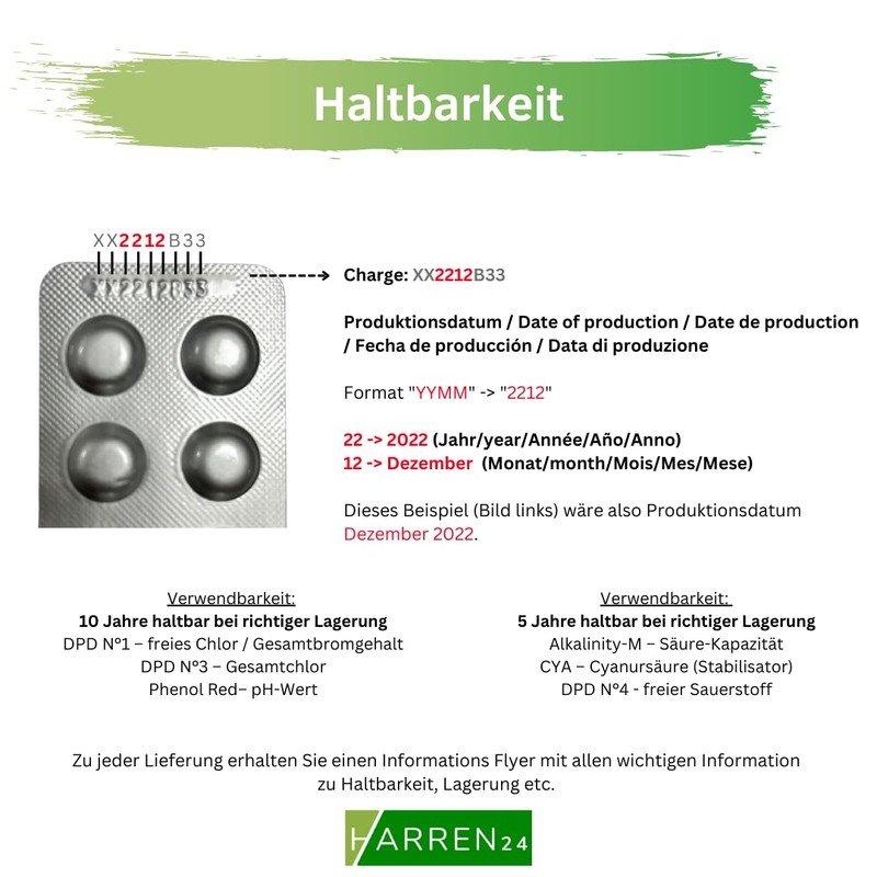 harren24 Photometer Test Tablets Chlorine DPD1, DPD3, Active Oxygen DPD4,