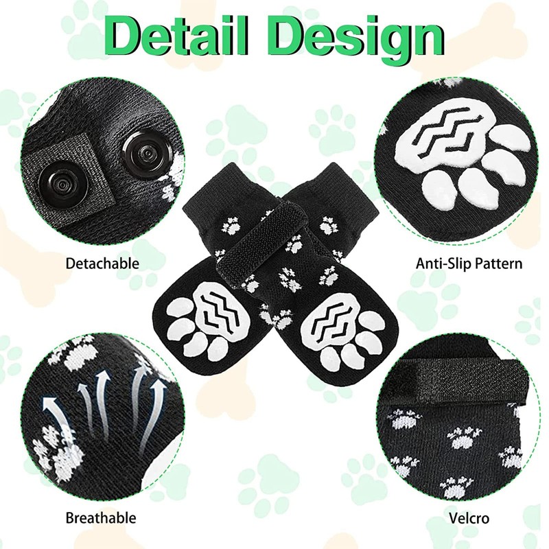 Indoor Non-Slip Socks for Dogs, Pack of 8 Dog Socks,