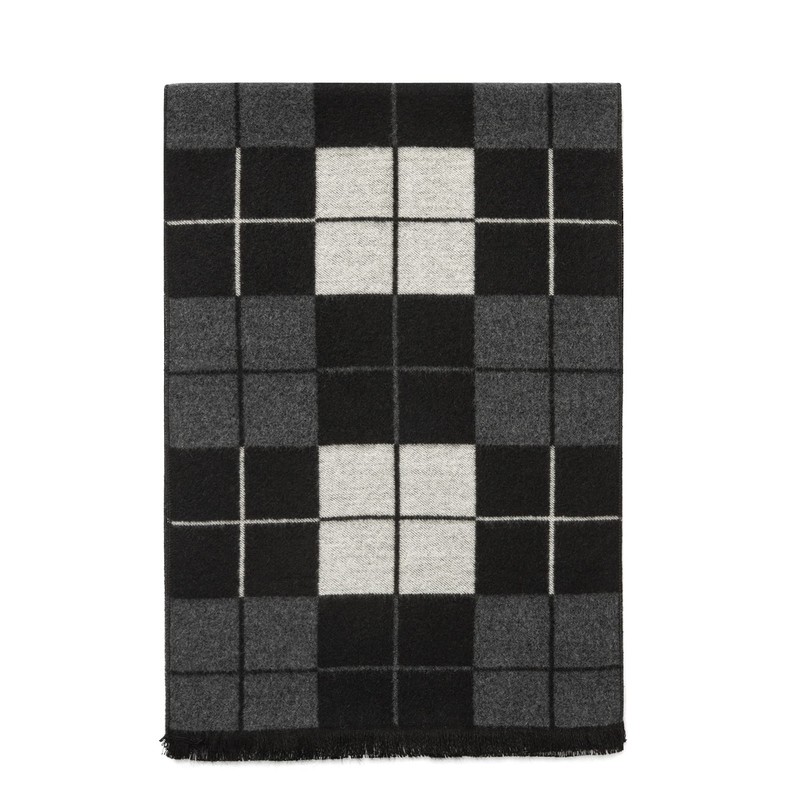 Tonten Mens Winter Wool Scarf (White&Black)