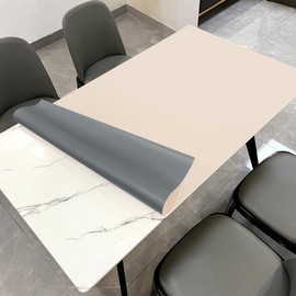 Zinkooat Leather Table Cover,1.8mm Thick,42x72 Inch Table Protector,Table Protector for Dining Room Table,Dining Room Table Protector Pad.(Off White+Light Gray,42x72)