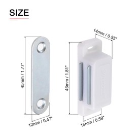 DTGN 46x15mm(LxW) Cabinets Magnets Latch - 1 Pack - Good for Kitchen Cupboard Drawer Furniture - ABS Plastic Magnetic Closure Closet Door Catch - White