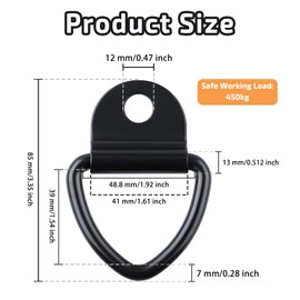 WUWWUT 6 Pcs Tie Down Anchor Hooks Heavy Duty D Rings Steel Tie Down Rings for Trailer Cargo Boat Van Truck Warehouse(Black, 450kg)