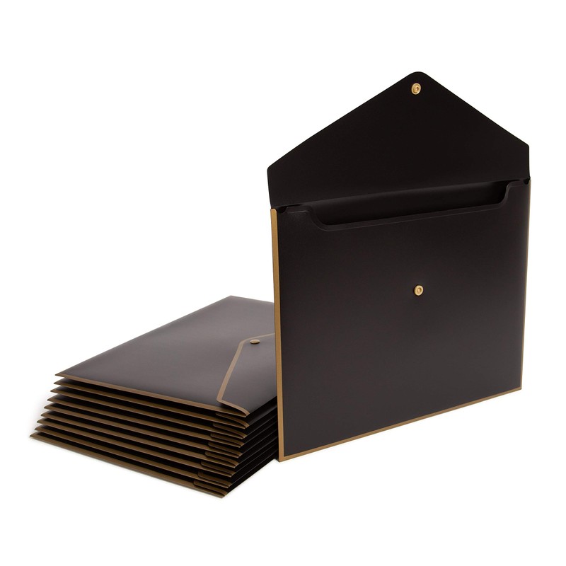 U Brands Black and Gold Poly Document Holder, 10 Count