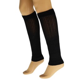 AWS/American Made Cotton Leg Warmers for Women Knitted Retro Style Soft and Stretchy (Black)