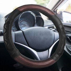 DaisyInner 17.5-18 Inch Truck Steering Wheel Cover Leather Wheel Semi-Truck Comfy Grip Cover with 3D Honeycomb Anti-Slip Design Car Accessory, Fits RV, Big Rig and Classic Car(Black)