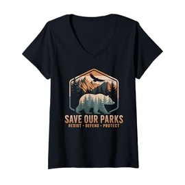 Womens Save Our Parks Resist National Park Protect ALT US Parks V-Neck T-Shirt