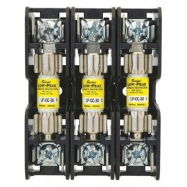 Open Fuse Block, 0 to 30A Amp Range, 600V AC/DC Volt Rating, 3 Poles, Pressure Plate - 1 Each