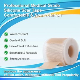 Hysimedy Hojas De Silicona Para Cicatrices De Grado Médico Cinta De Silicona Para Cicatrices (1.6" X 157" - 4M) Cinta De Cicatriz Extra Larga Efectiva Queloide Eliminación De Golpes Para Ces