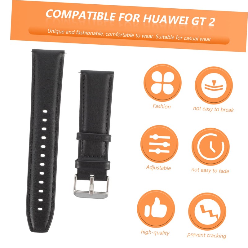 OHPHCALL Watch Band for Leather Replacement Strap Black Unisex Design