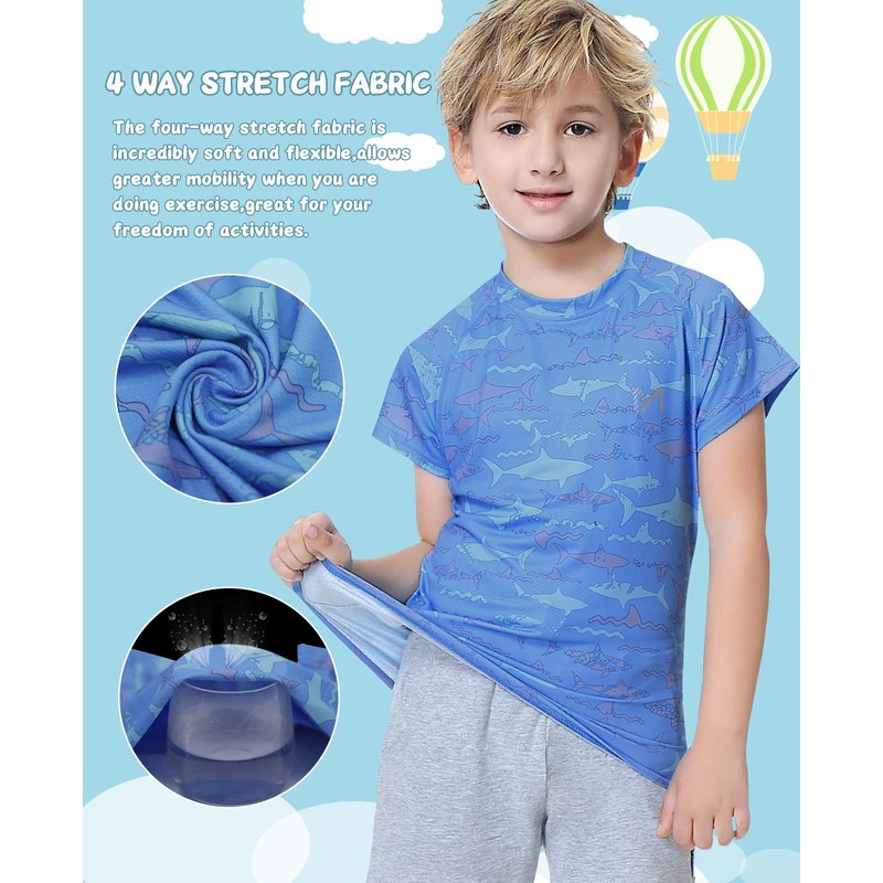 MEETYOO Boys Rash Guard Short Sleeve, Kids UPF 50+ Sun
