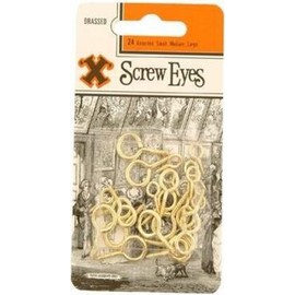 X Assorted Screw Eyes Brass Plated 24 Pack Blister 12842