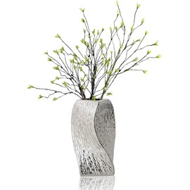 Jarron De Ceramica Moderno Florero Minimalista,Jarrones Decorativos Modernos,Jarrones Geométrico Utilizados en la Mesa de la Boda, Fiesta, Escritorio,Sala de Estar, Dormitorio de Oficina (plata-S)