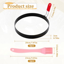 Giantree 4 Packs Omelette Ring for Griddle 8 Inch, Stainless Steel Non-Stick Pancake Omelet Ring, Round Omelet Egg Rings Maker for Frying Egg Omelette Muffins