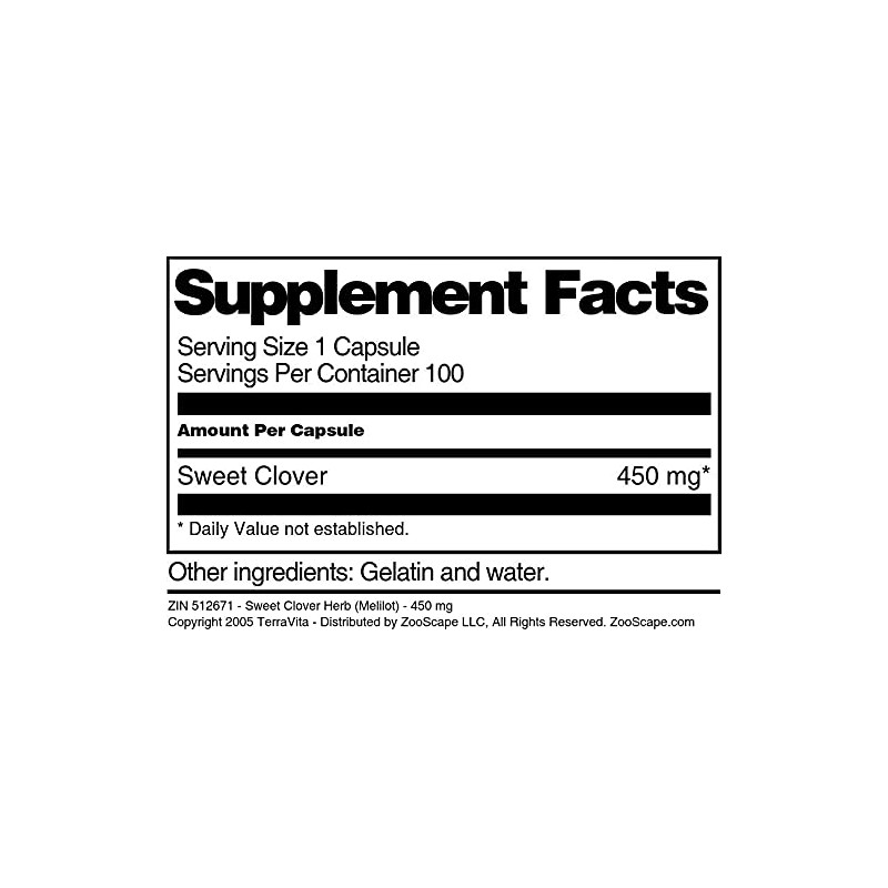 Sweet Clover Herb (Melilot) - 450 mg (100 Capsules, ZIN: