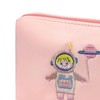 Spaceman Embroidered Mini Makeup Bag Zipper Closure Multi Compartment Travel