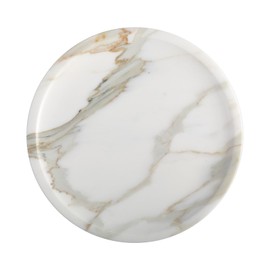 Koville Italian Natural Marble Tray for Bathroom Countertop, 9.8" Diam Round Marble Tray for Kitchen Counter, Coffee Table Serving Tray, Perfume Jewelry Dish Tray, Decorative Vanity Tray (Statuario)