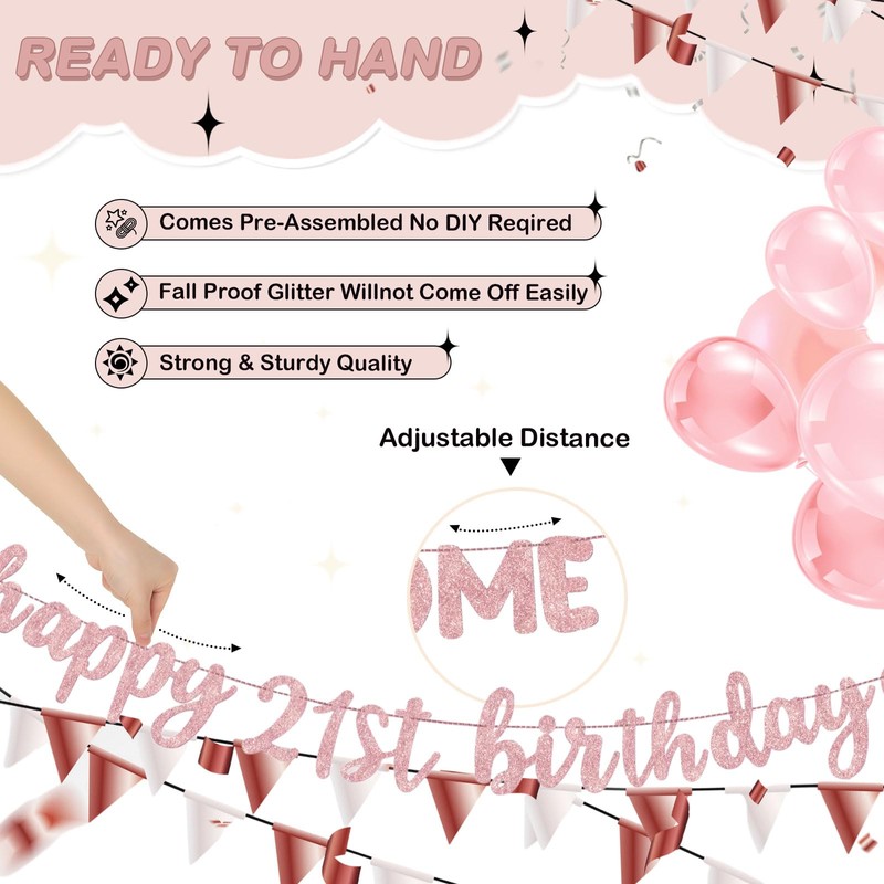 Pre Strung 21st Birthday Awesome Since 2005 Banner, Rose Gold