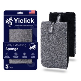 Yiclick Exfoliating Body Scrubber (2 Pack), Body Exfoliator Scrubber, Exfoliating Sponge for Shower Bath, Shower Loofah Luffa Lufa with Handle for Men Women, Dead Skin Exfoliator for Body Scrub
