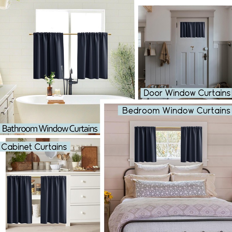 PANELSBURG Bunk Bed Curtains for Bottom,Navy Blue Blackout Short Kids