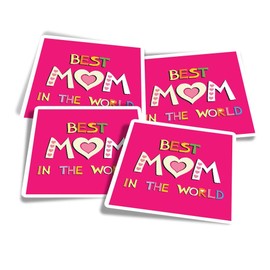 Vinyl Square Stickers (Set of 4) 10cm - Best Mom Mother's Day for Laptops, Tablets, Luggage, Scrap Booking, Fridges #60541