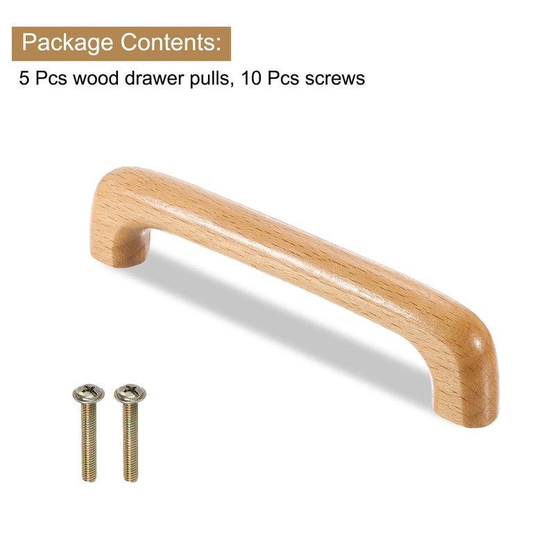 sourcing map 5Pcs Wood Drawer Pulls Handles, 96 mm/3.8" Hole