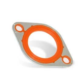 CyperFair Thermostat Water Neck Housing Gasket, Metal Silicone 2-hole Water Hose Gasket, Compatible with Chevy SBC BBC 265 283 305 327 350 383 396 400 427 454 472 500 (Orange)