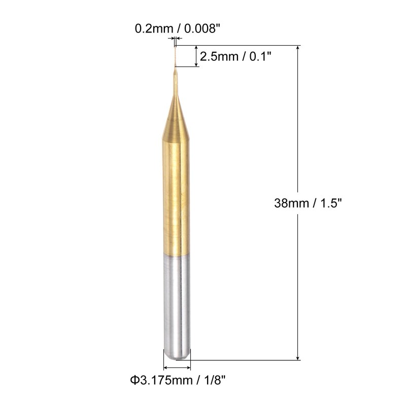 sourcing map 10Pcs 0.2mm Titanium Coat Carbide End Mill Engraving