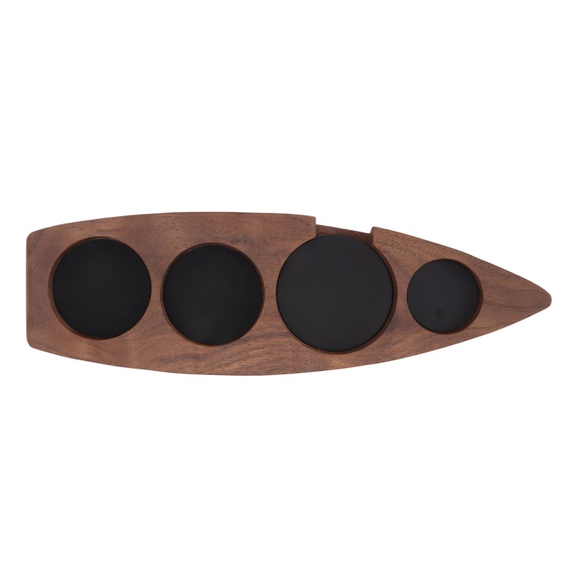 Boat Shape Coffee Tamper Holder Walnut Wood Coffee Distributor Holder