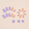 MIXFOSAHN Press on Nails Medium Square Fake Nails Purple Orange