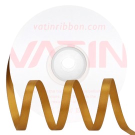 VATIN Double Face Antique Gold Satin Ribbon 1/4" Continuous 25 Yards,Gold Polyester Fabric Ribbon use for Bows Bouquet, Gift Wrapping, Floral Arrangement Wedding Decoration
