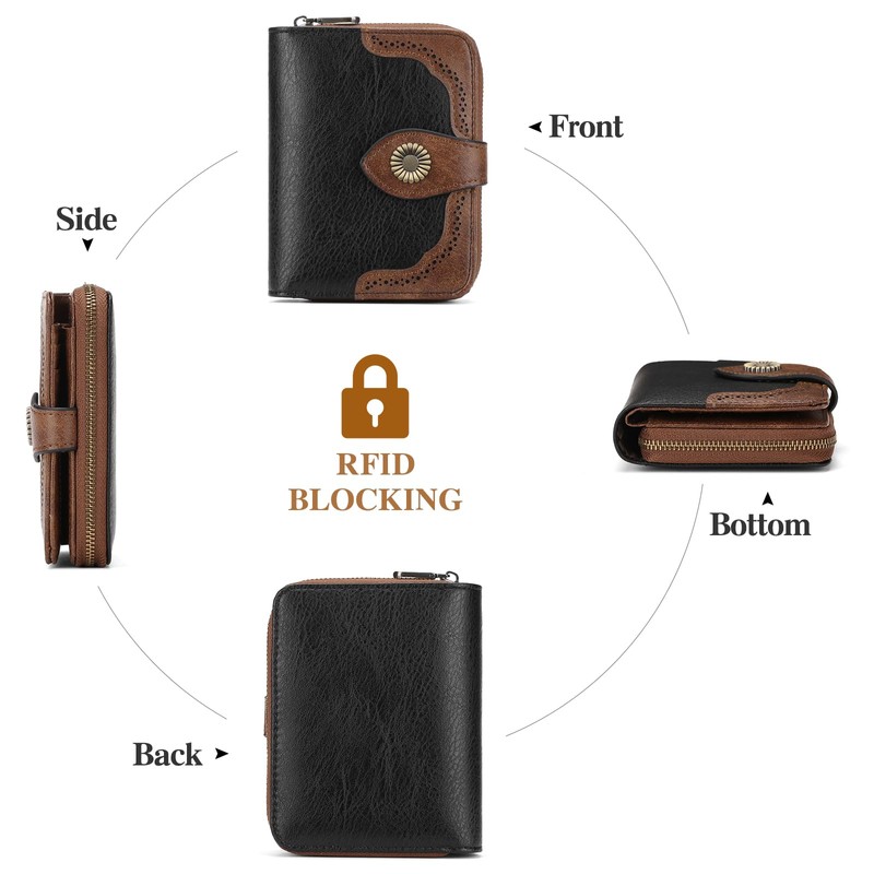 SENDEFN Women's Small RFID Blocking Small Leather Purse with 12