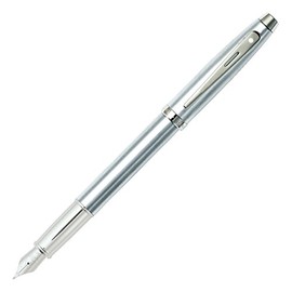Sheaffer 100 Fountain Pen Brushed Chrome Nickel Trim Medium Nib