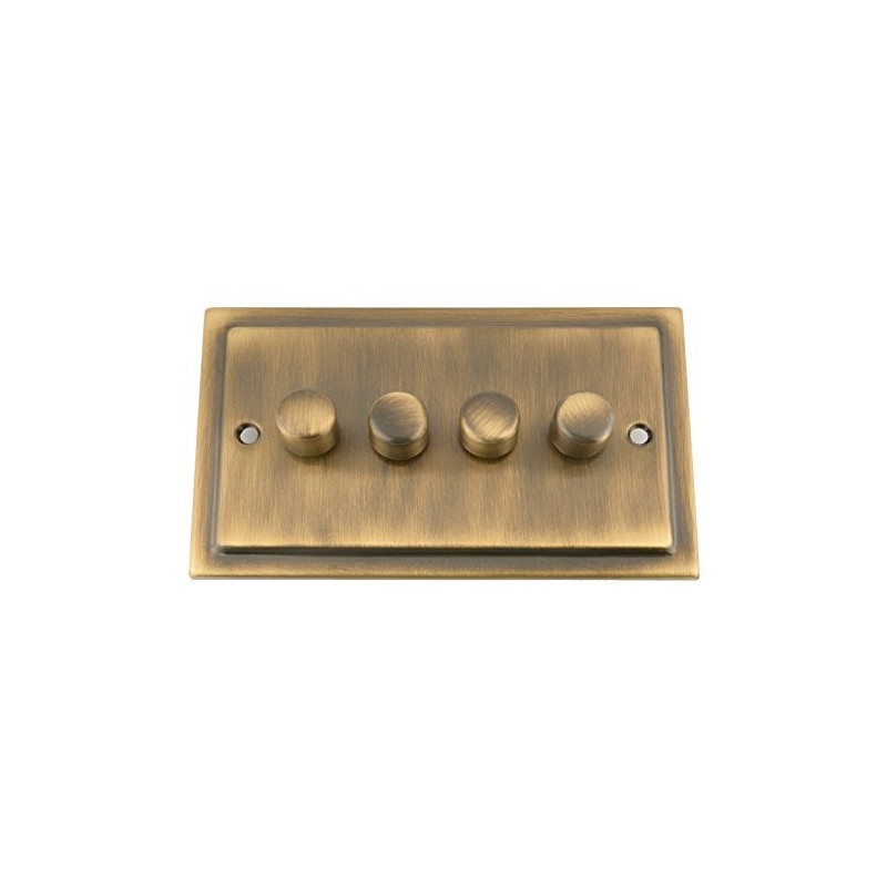 Mains LED Light Dimmer Switch 250W 4 Gang - Victorian