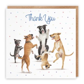 Hunts England Luxury Thank You Card For Him Or Her - Dancing Dogs - Thank You - Thank You Card For Men, Women, Baby Shower, Wedding, Teacher, Doctors, Nurses, etc. - Milo's Gallery Collection