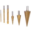 6Pcs/Set Titanium HSS Drill Set Round Shank Straight Grooved Step