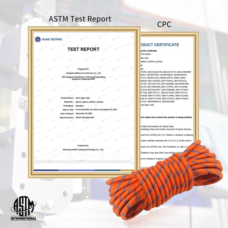 NewDoar Static Climbing Rope 10mm (3/8in) Double Braid Accessory Cord