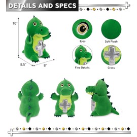 DolliBu Standing Alligator Stuffed Animal with Silver Cross Plush - 10 Inches