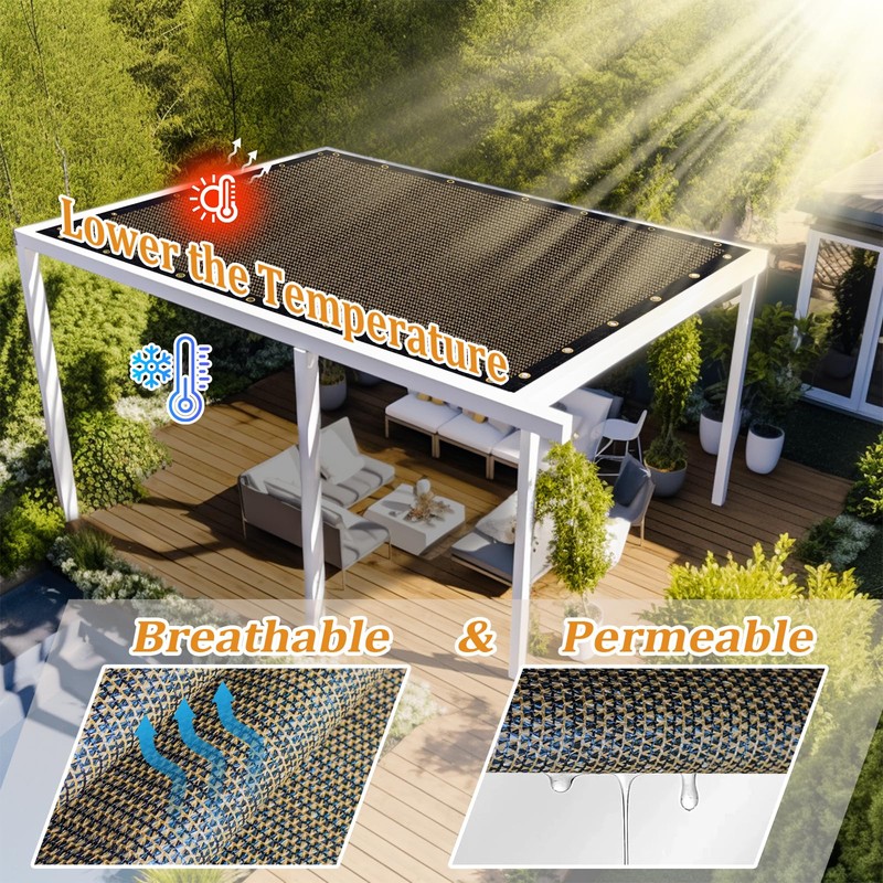 Shade&Beyond Customized Size 7' X 8' Shade Cloth with Grommets,