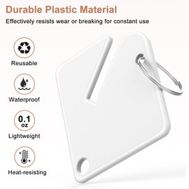 GoorDik 40 Pcs Key Tags Blank Plastic Upgrade Round Split Ring Durable Key Identify Tags Bulk Key Tags for Key Cabinet 1.5 inches Square Shaped