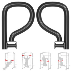 Balelinko Multi Grip Set of 2, Barbell Rack Holders Dip Grip Handles, Dip Bar Attachments for 2" x 2" Tube Power Cage, Bonus a Pair of 2" Spring Clip Collars Rings, Black