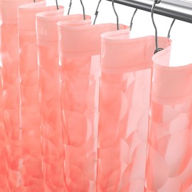 Ga-Geetopia EVA 3D Coral Pearl Water Cube Plastic Shower Curtain Liner - Premium Light Weight 72" x 72" Red Bathroom Shower Showroom Curtain Liner with Rustproof Metal Gromments and Weighted Magnet