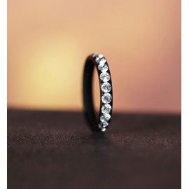 Tigrade 3mm Womens Titanium Eternity Rings Cubic Zirconia Wedding Engagement Band (Black, 8)