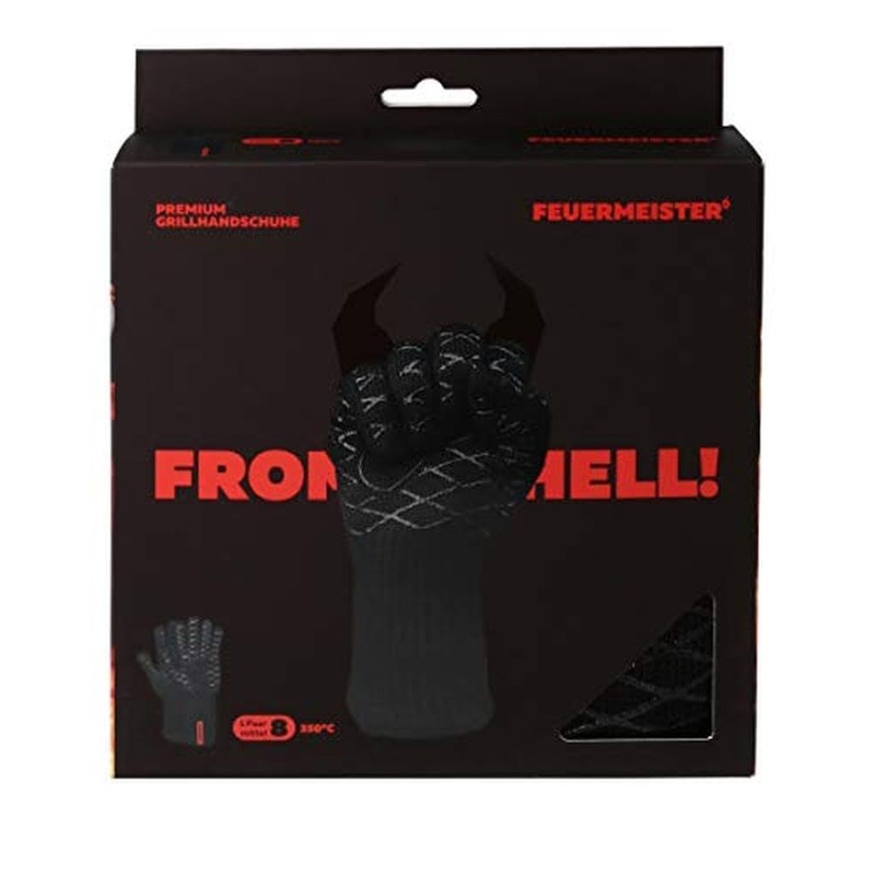 Premium BBQ Gloves - Aramid/Nomex - Black/Red - Set of