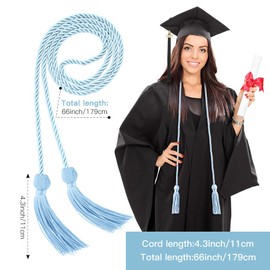 Graduation Honor Cords, Sky Blue Graduation Cord, 67" Long Braided Honor Cord for Graduations 2025 Decorations Bachelor Gown for Student Master Doctoral