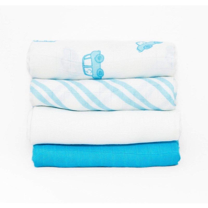 Cuski Super Soft Bamboo Muslins x 4 (Jolie Hearts), Pink,