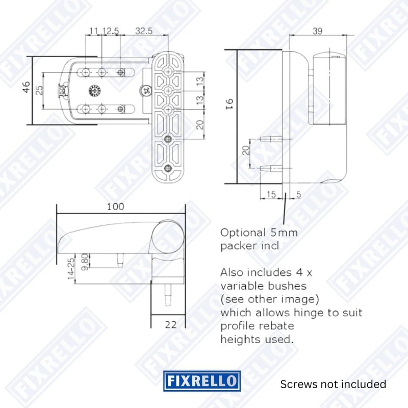 Fixrello Flag Hinge for uPVC Door - Fits Left and