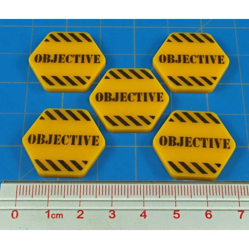 LITKO Hazard Stripe Objective Tokens Compatible with Battletech Opaque Gold