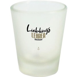 ShirtInStyle Schnapsglas Glas, Lieblingsmensch Lieblings Lehrer, mit Wunschname, Logo, Spruch, Motiv,Farbe Weiß