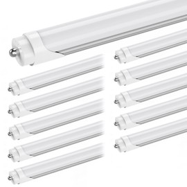 CNSUNWAY LIGHTING 8FT LED Bulbs, 45W(100W Equiva.), 6000K Cool White, 5400LM Super Bright, Dual-Ended Power, Ballast Bypass, Frosted Cover, F96T12 Fluorescent Light Bulbs Replacement - 10 Pack
