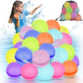 artcool 24 Stück Wiederverwendbare Wasserbomben Selbstschließend, Eine Sekunde Schnellfüller Wasserbomben Set, Wasserspielzeug Pool Spielzeug Strandspielzeug für Sommer - Sommerspaß Familienspiel